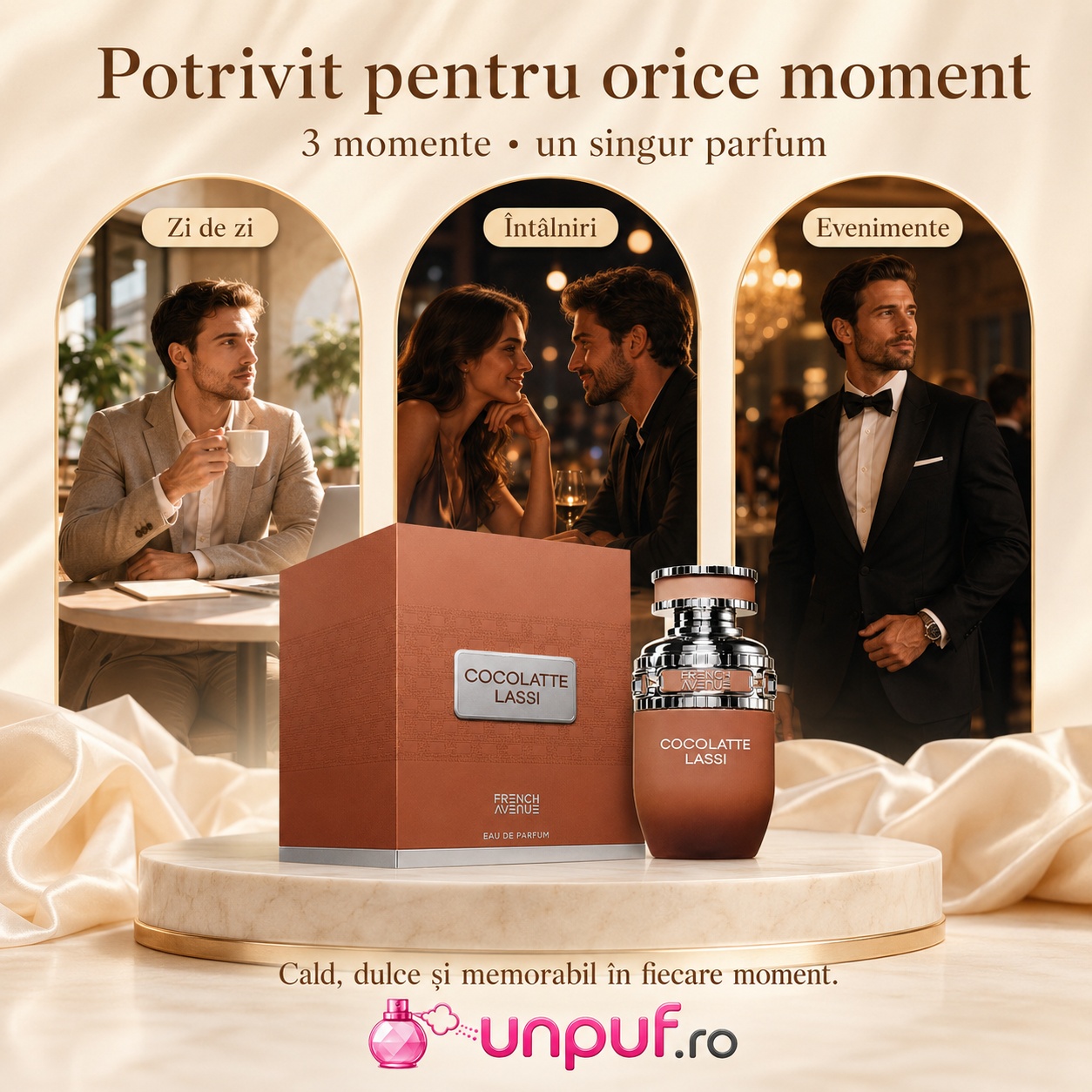 Parfum Cocolatte Lassi French Avenue potrivit pentru zi de zi, &icirc;nt&acirc;lniri și evenimente elegante