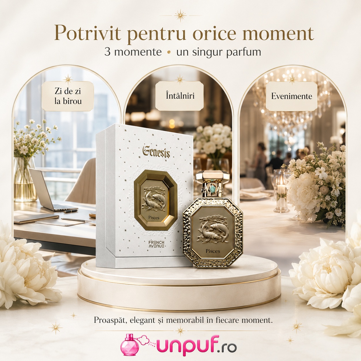 Parfum Genesis Pisces French Avenue potrivit pentru zi de zi, birou, &icirc;nt&acirc;lniri și evenimente elegante