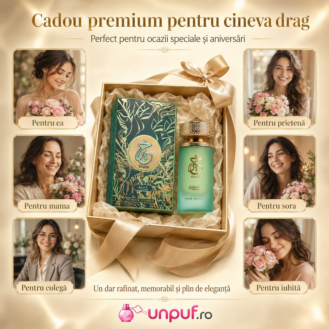 Khair Pistachio Paris Corner cadou premium pentru ea, mamă, prietenă, soră, colegă sau iubită