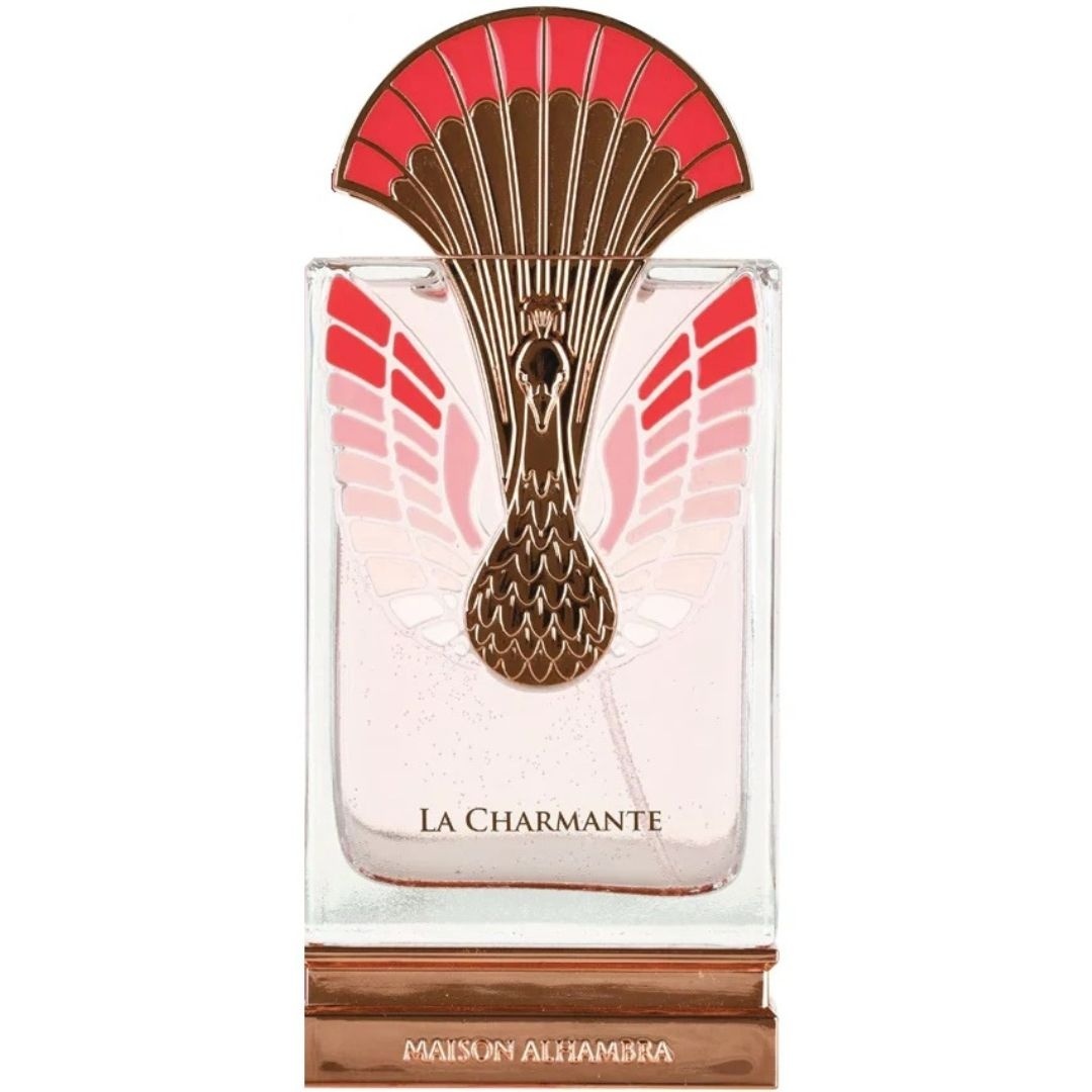 Sticlă parfum La Charmante &Eacute;clatant Maison Alhambra 100 ml pe fundal alb