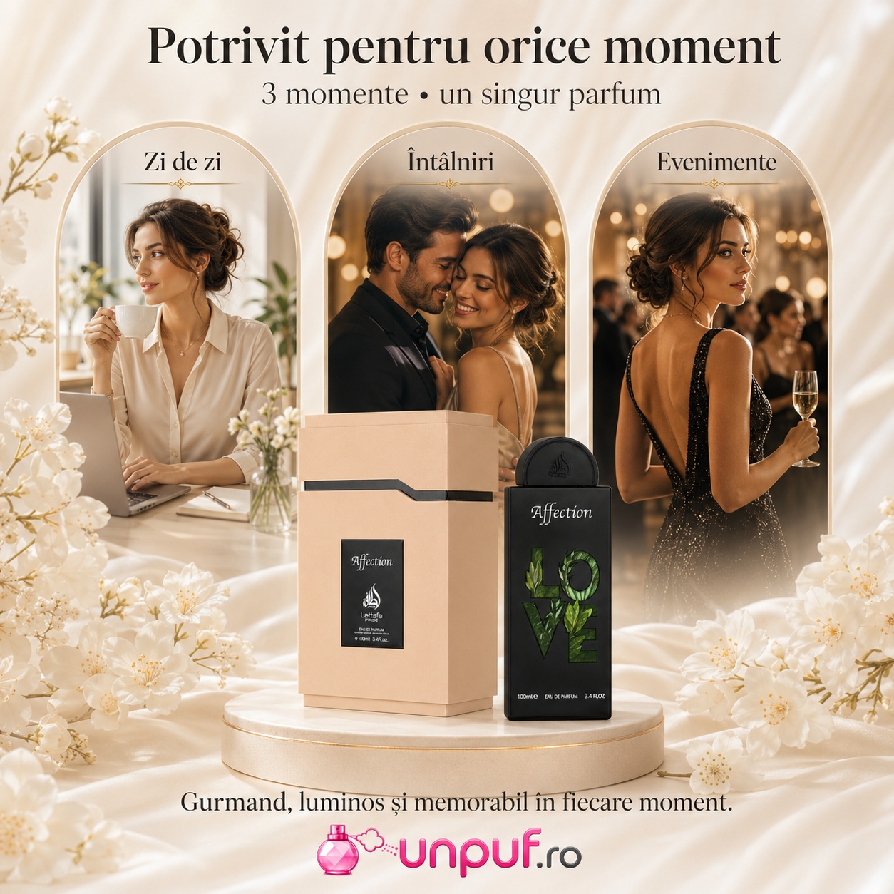 Lattafa Pride Affection parfum potrivit pentru zi de zi întâlniri și evenimente cu aromă gurmandă luminoasă și memorabilă