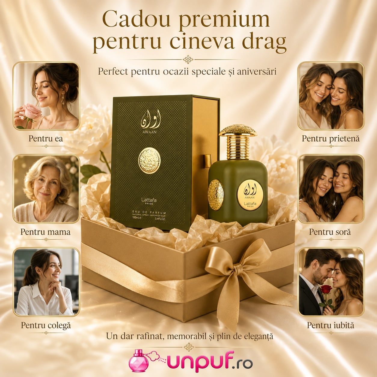 Lattafa Pride Awaan Gold cadou premium pentru ea, mamă, soră, prietenă, colegă sau iubită