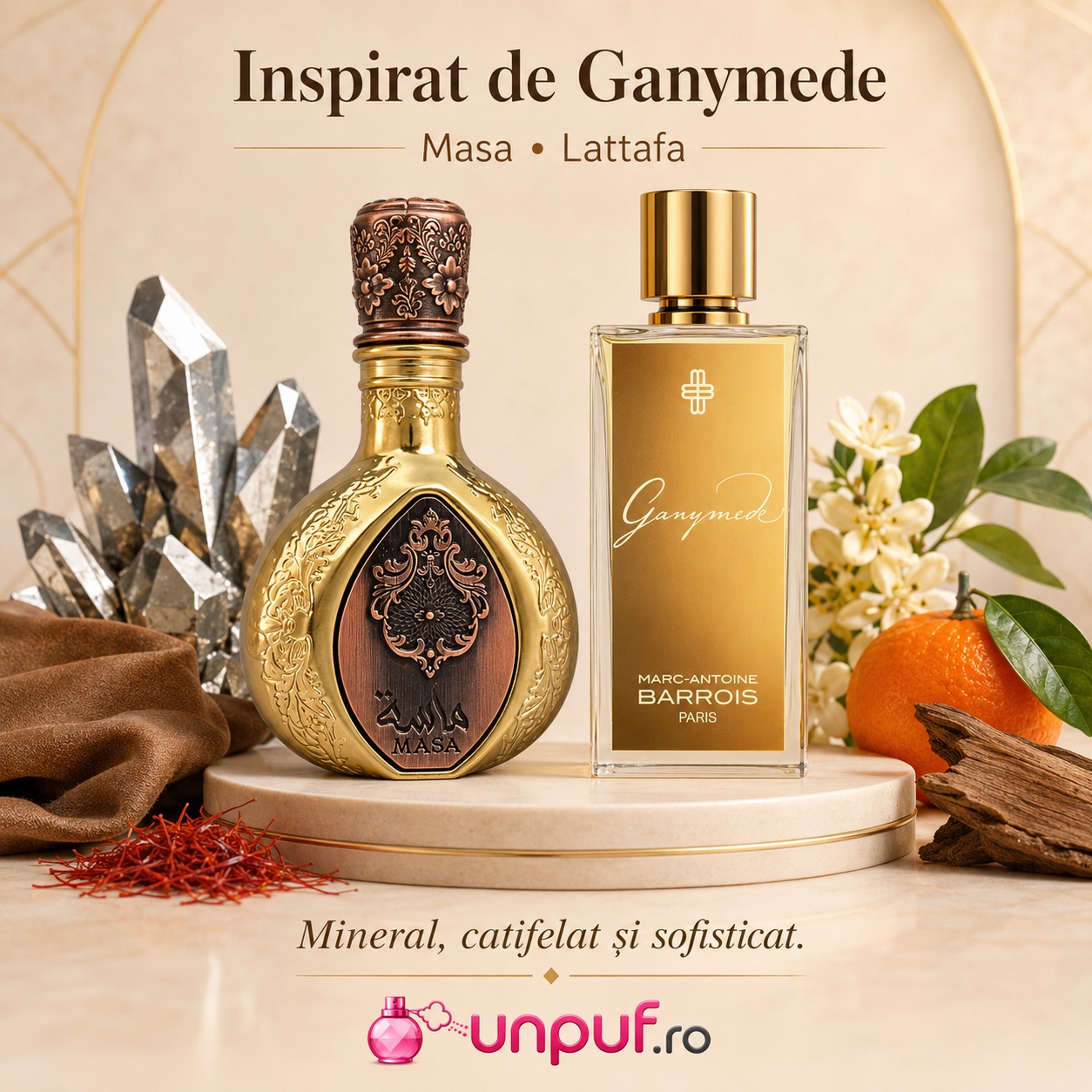 Lattafa Pride Masa parfum inspirat de Ganymede cu aromă minerală, catifelată și sofisticată