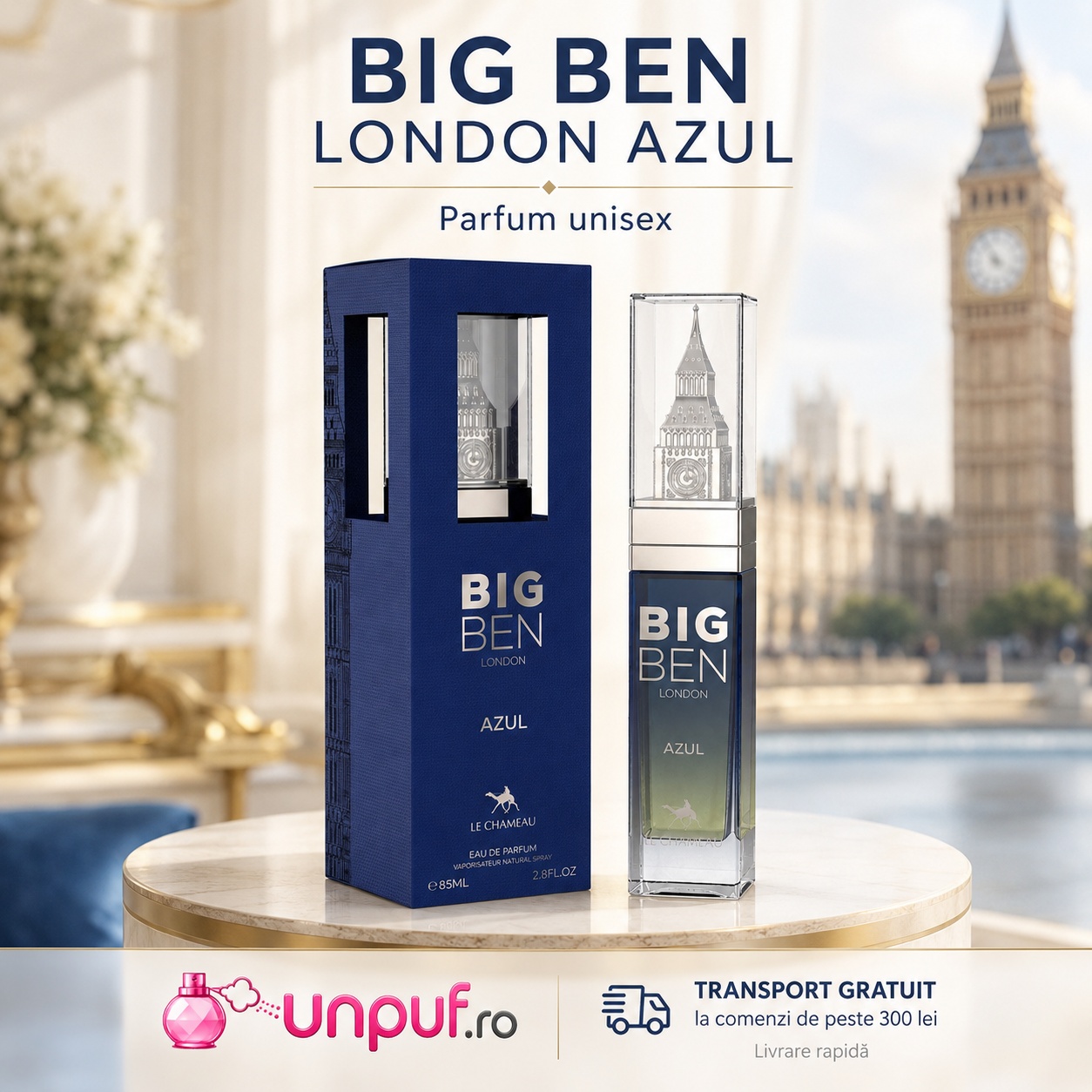 Le Chameau Big Ben London Azul parfum arabesc unisex disponibil pe unpuf.ro cu transport gratuit peste 300 lei