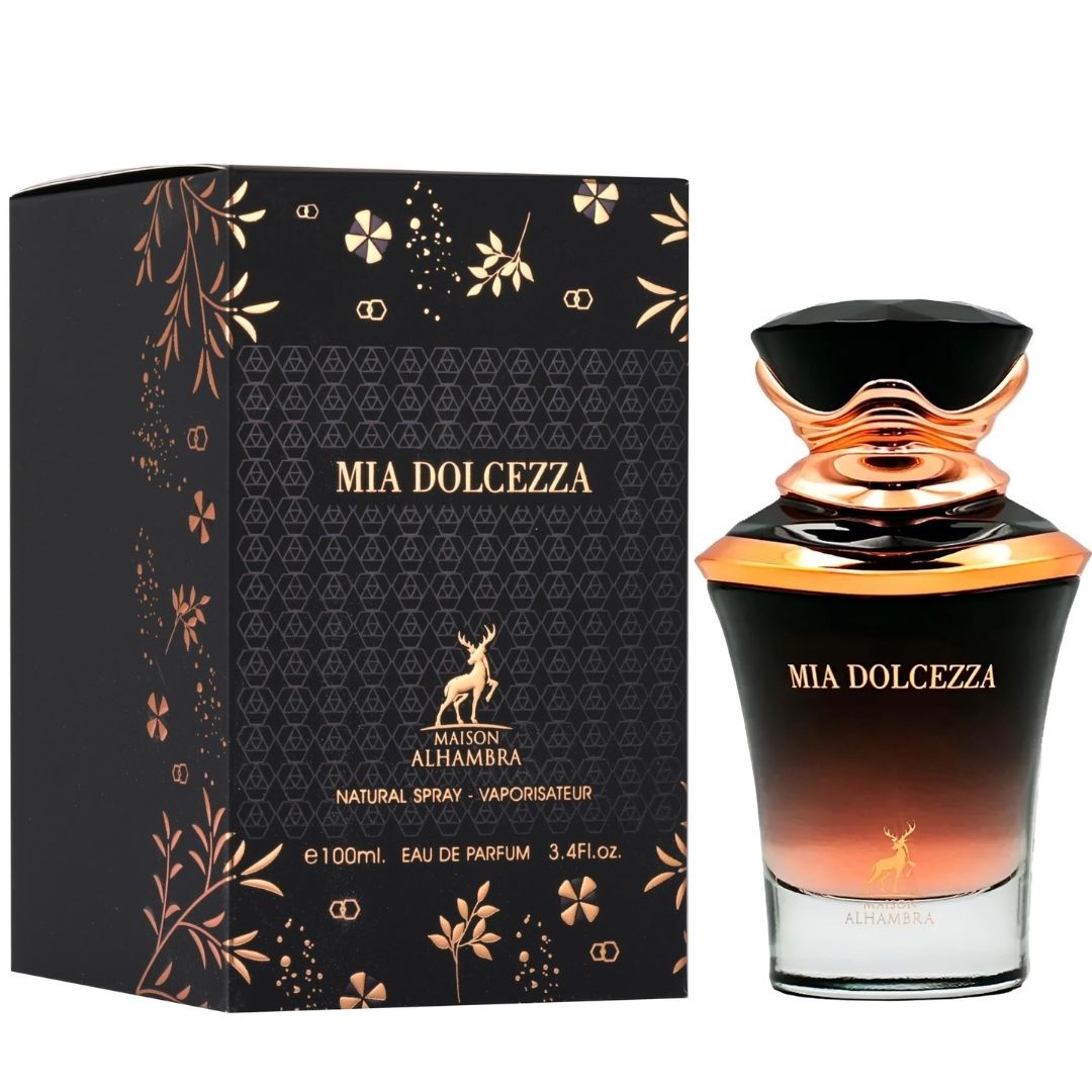 Mia Dolcezza Maison Alhambra 100 ml sticlă și cutie pe fundal alb