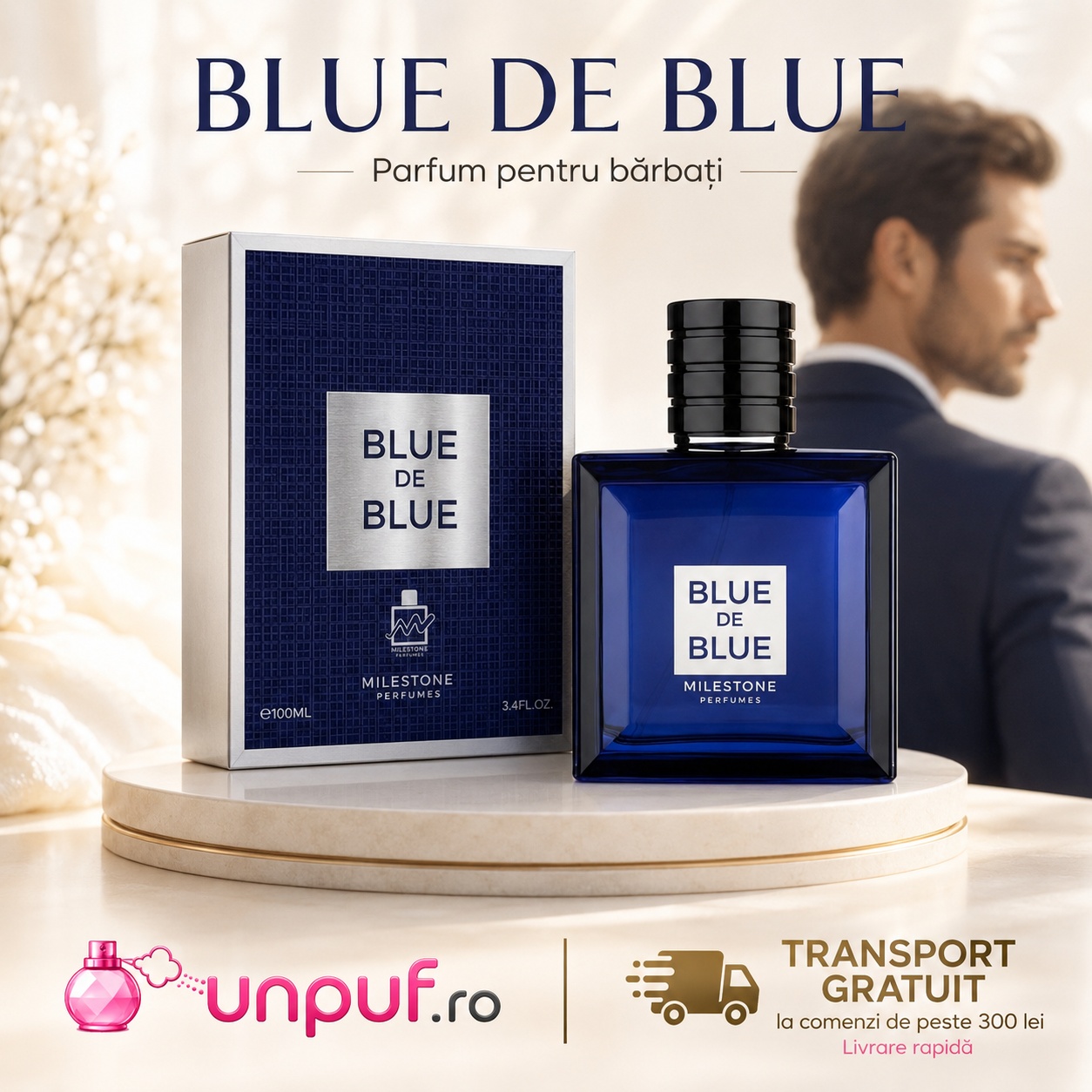 Milestone Blue De Blue parfum bărbătesc cu transport gratuit la comenzi de peste 300 lei unpuf.ro