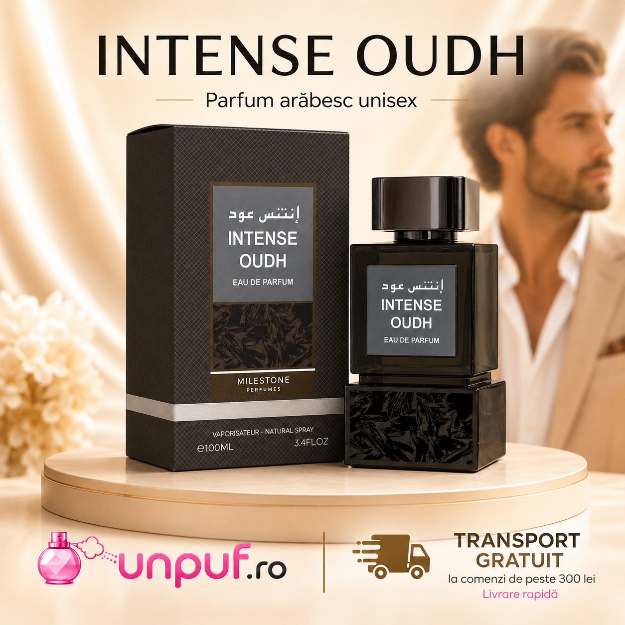 Milestone Intense Oudh parfum bărbătesc cu transport gratuit la comenzi de peste 300 lei unpuf.ro