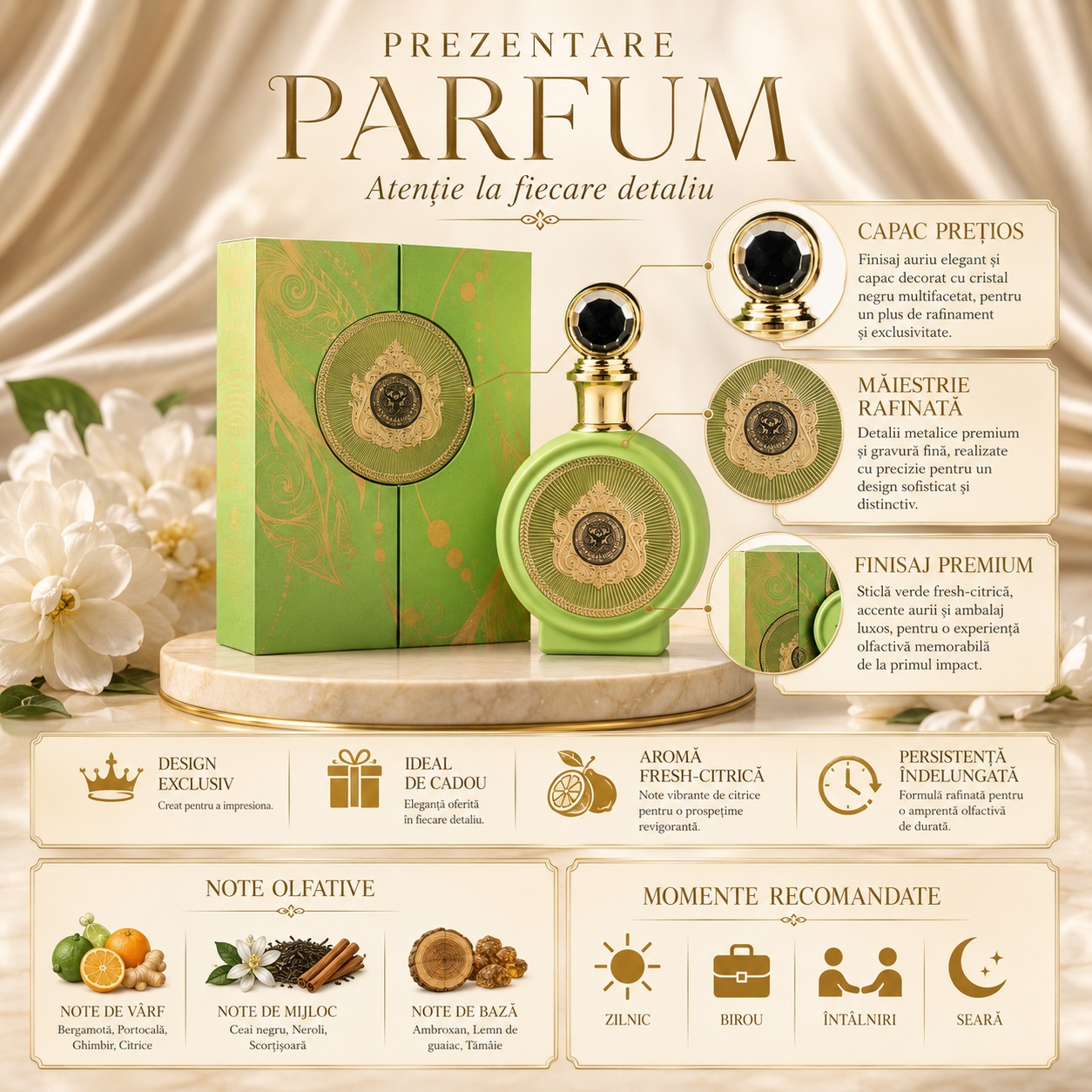 Prezentare parfum North Stag Expressions III Trois cu note olfactive fresh citrice și design premium