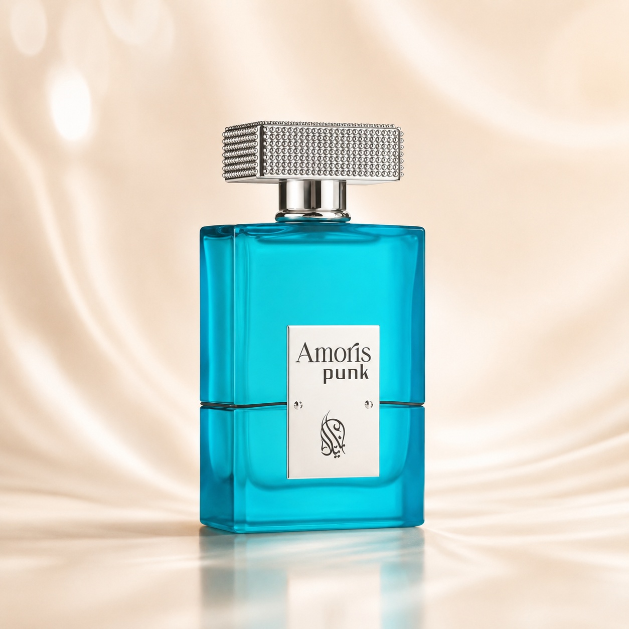 Flacon Nylaa Amoris Punk 100 ml turcoaz cu capac metalic texturat și design modern masculin