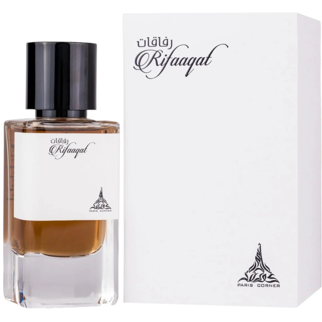 Rifaaqat Paris Corner 85 ml sticlă și cutie pe fundal alb