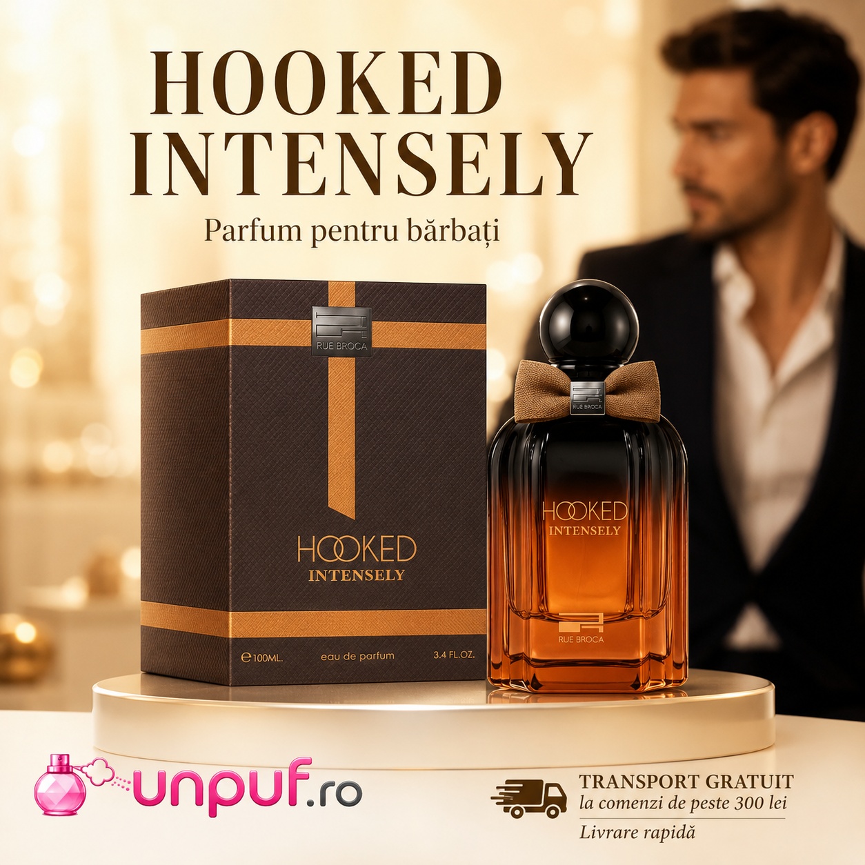 Rue Broca Hooked Intensely parfum arabesc pentru bărbați disponibil pe unpuf.ro cu transport gratuit peste 300 lei
