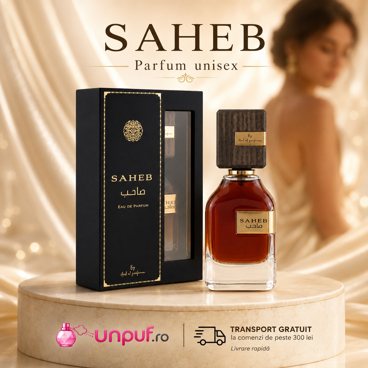 Saheb Ard Al Zaafaran parfum bărbătesc cu design exclusiv și transport gratuit UnPuf