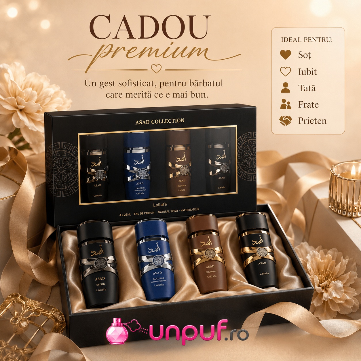 Lattafa Asad Set cadou premium pentru soț, iubit, tată, frate sau prieten