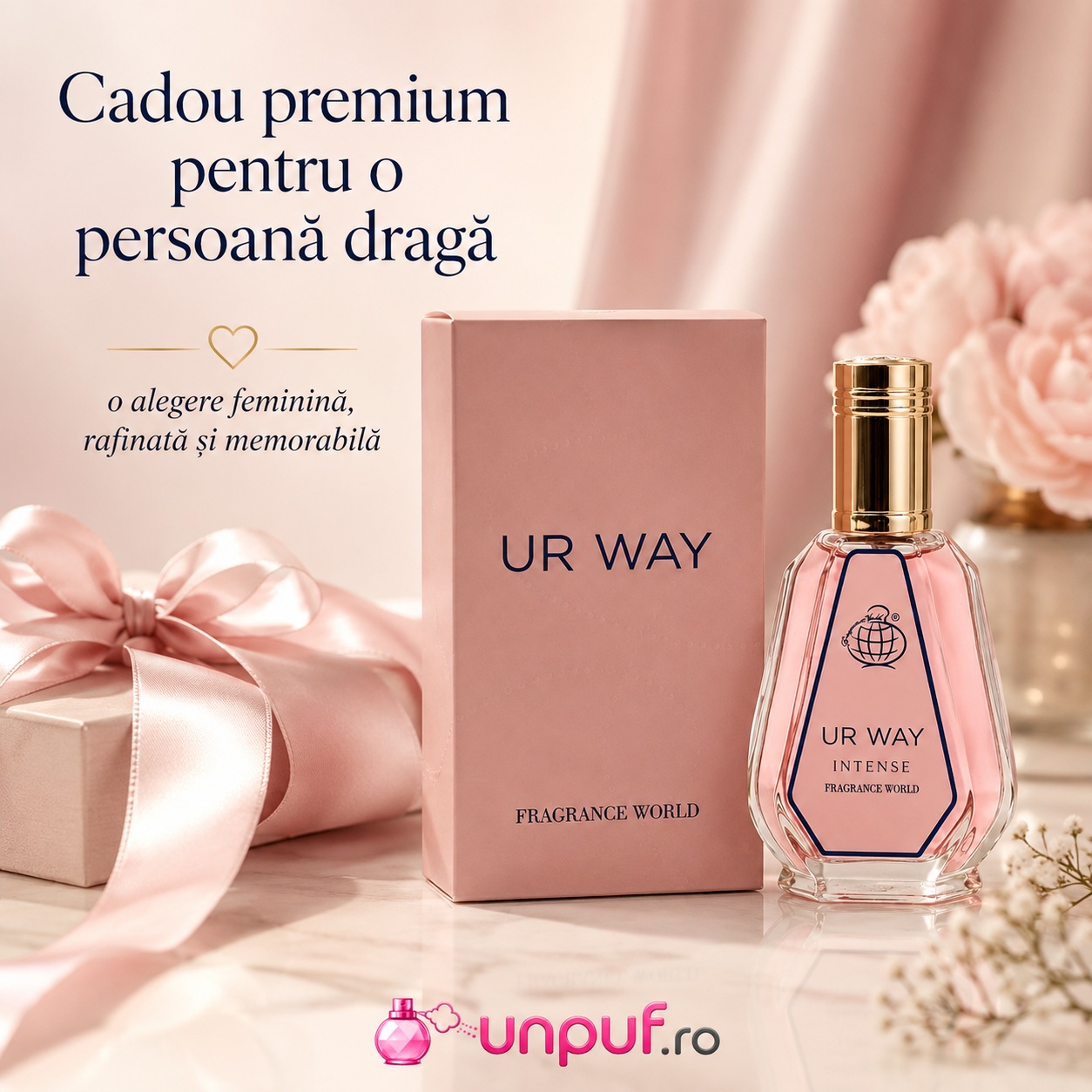 UR Way Fragrance World cadou premium pentru o persoană dragă, parfum feminin rafinat și memorabil