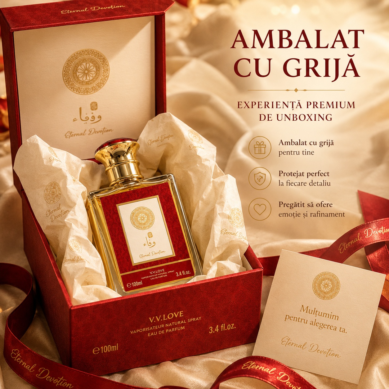 V.V. Love Eternal Devotion ambalat cu grijă experiență premium de unboxing