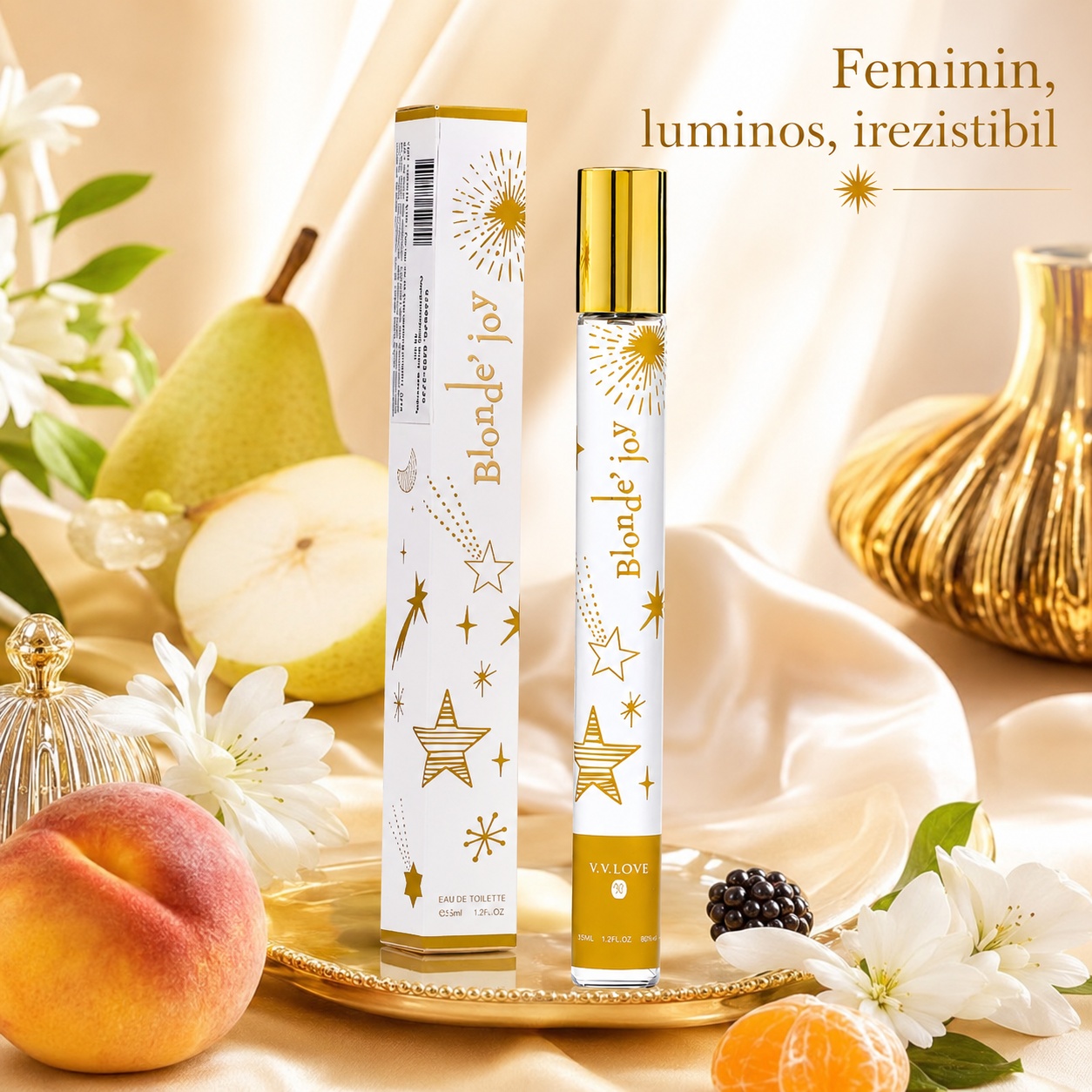 Parfum Blonde Joy 35 ml feminin luminos irezistibil cu note de pară piersică citrice și flori albe