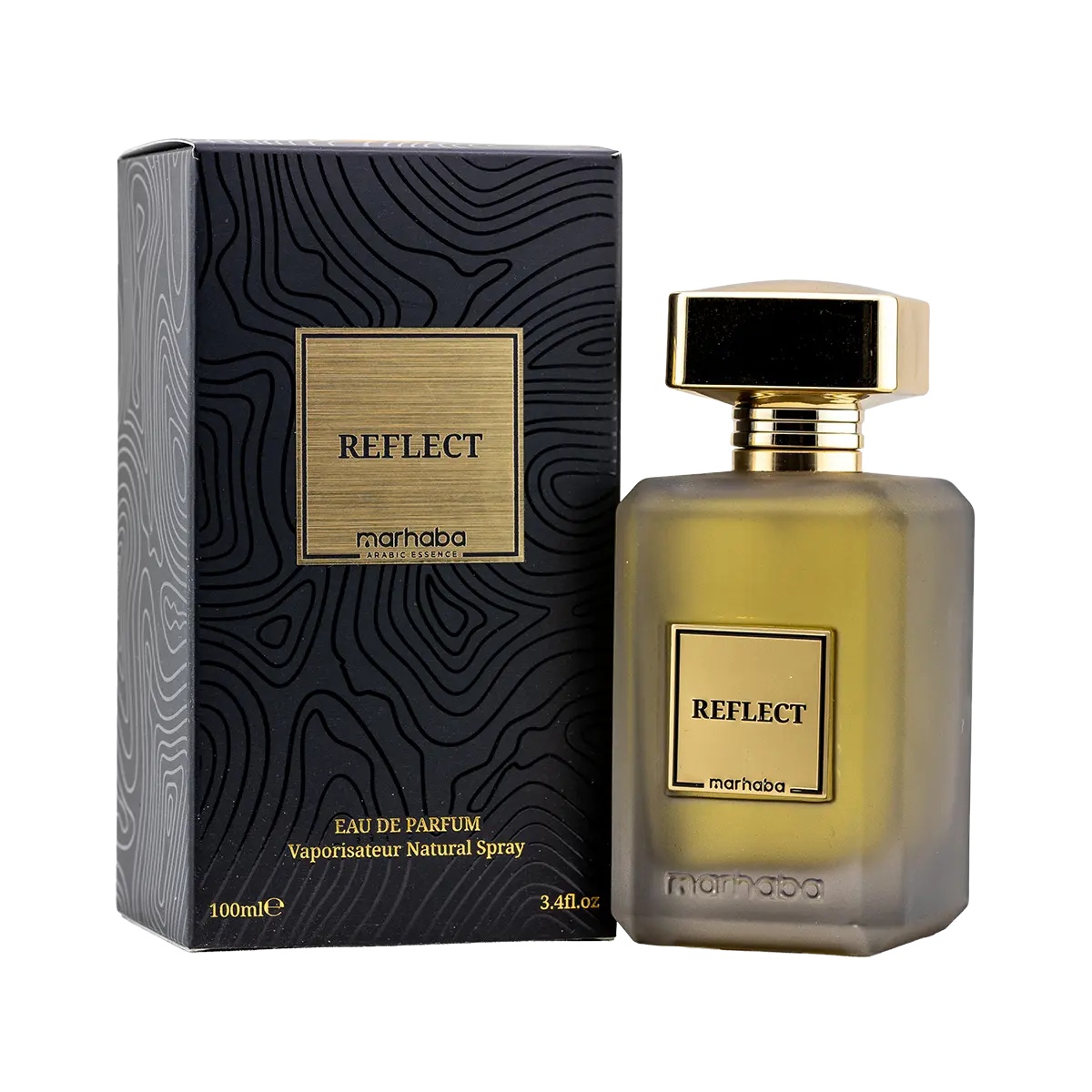 Reflect Marhaba Eau de Parfum 100 ml cu sticlă și cutie pe fundal alb