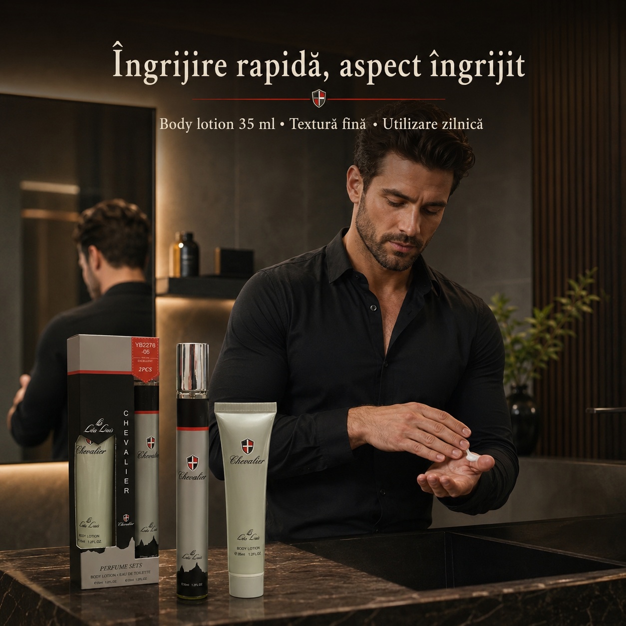 Chevalier body lotion 35 ml, &icirc;ngrijire rapidă și aspect &icirc;ngrijit pentru bărbați