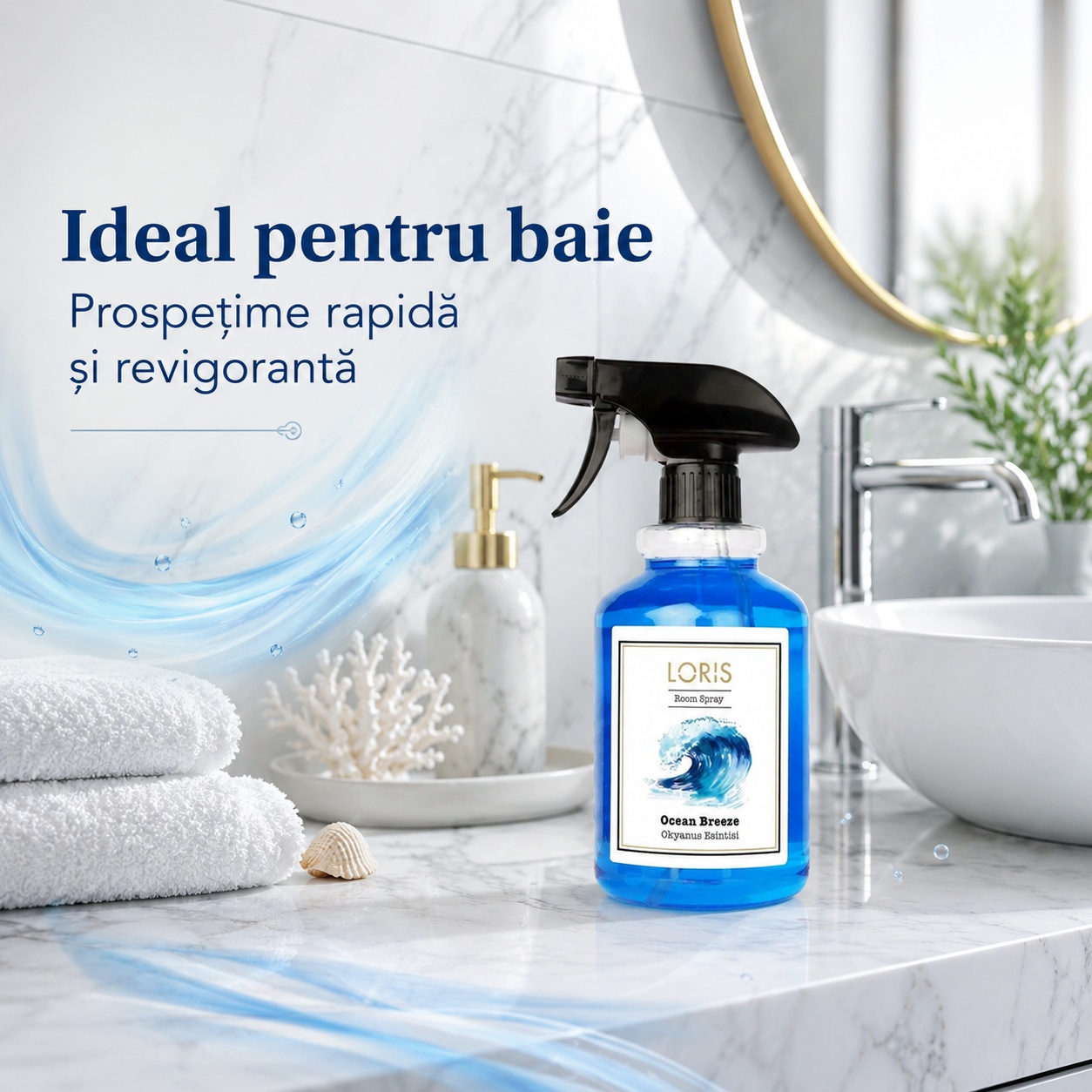 Spray Odorizant Loris Pafum Ocean Breeze ideal pentru baie prospețime rapidă și revigorantă
