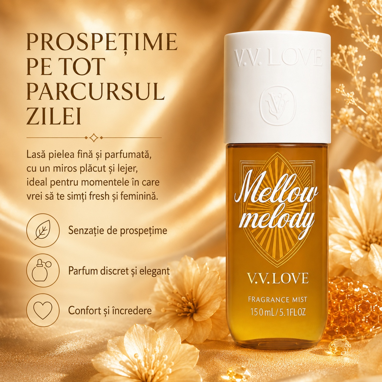 V.V. Love Mellow Melody prospețime pe tot parcursul zilei spray corp damă