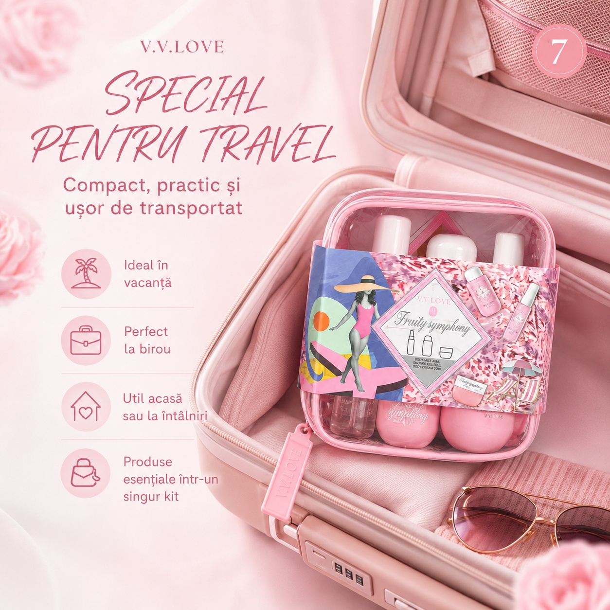 Travel Kit V.V. Love Family Symphony special pentru travel compact practic și ușor de transportat