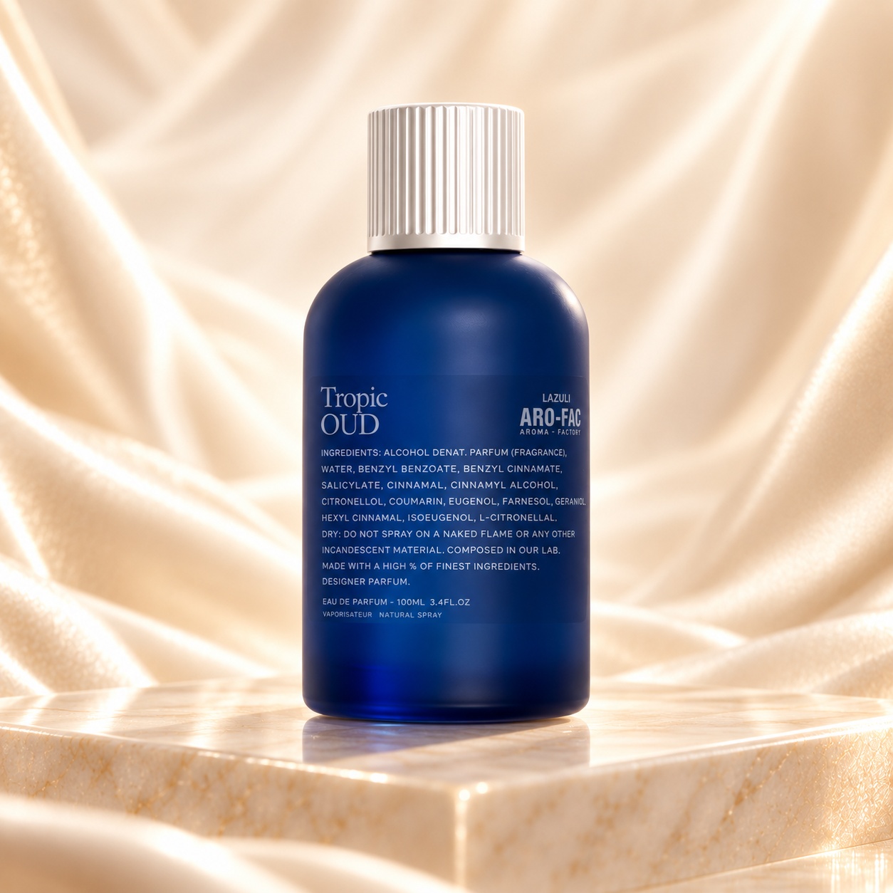 Flacon Tropic Oud Aro-Fac Lazuli 100 ml albastru mat cu capac texturat