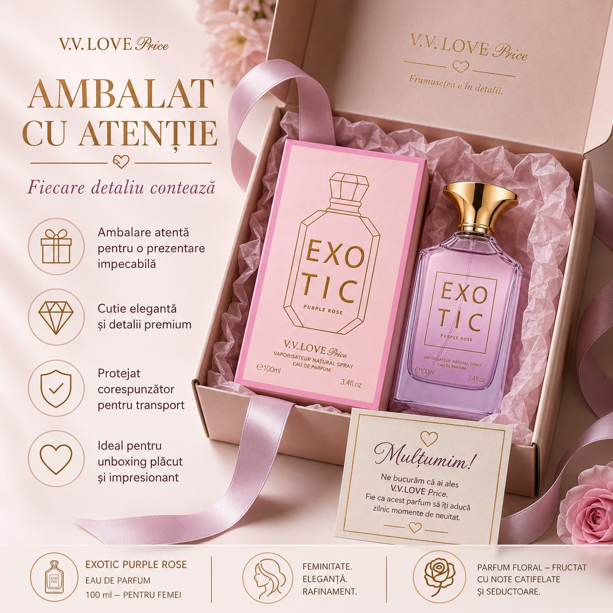 Ambalaj premium V.V. Love Exotic PurpleRose Eau de Parfum 100 ml