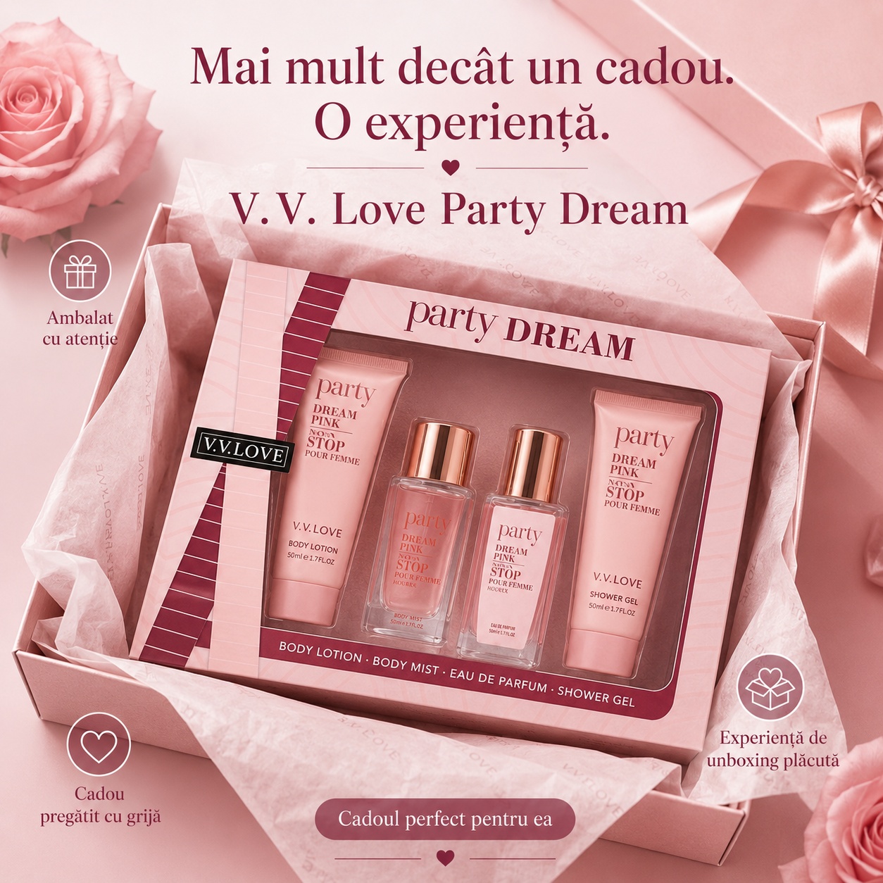 Ambalaj premium set V.V. Love Party Dream 4 piese