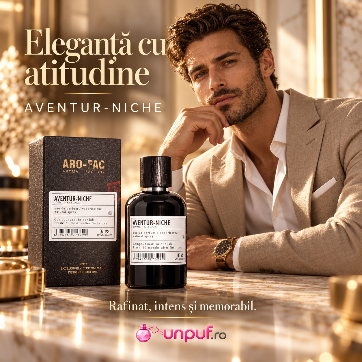 Aventur Niche Aro-Fac parfum unisex elegant rafinat intens și memorabil