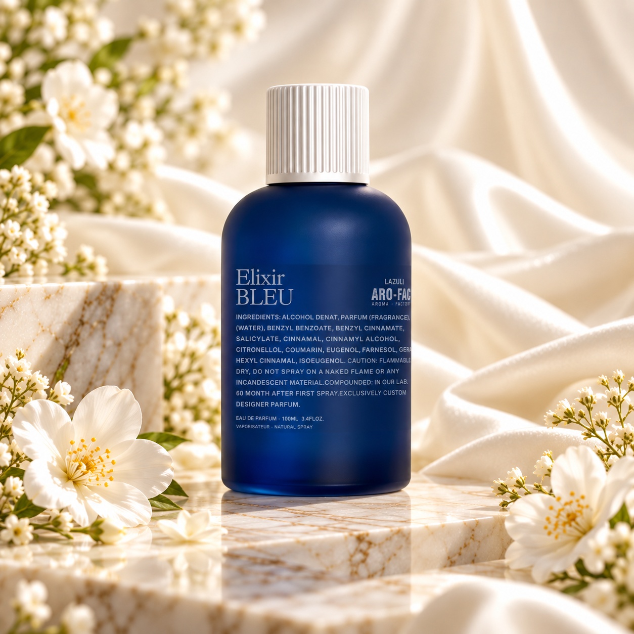 Flacon Elixir Bleu Aro-Fac Lazuli parfum bărbătesc albastru intens