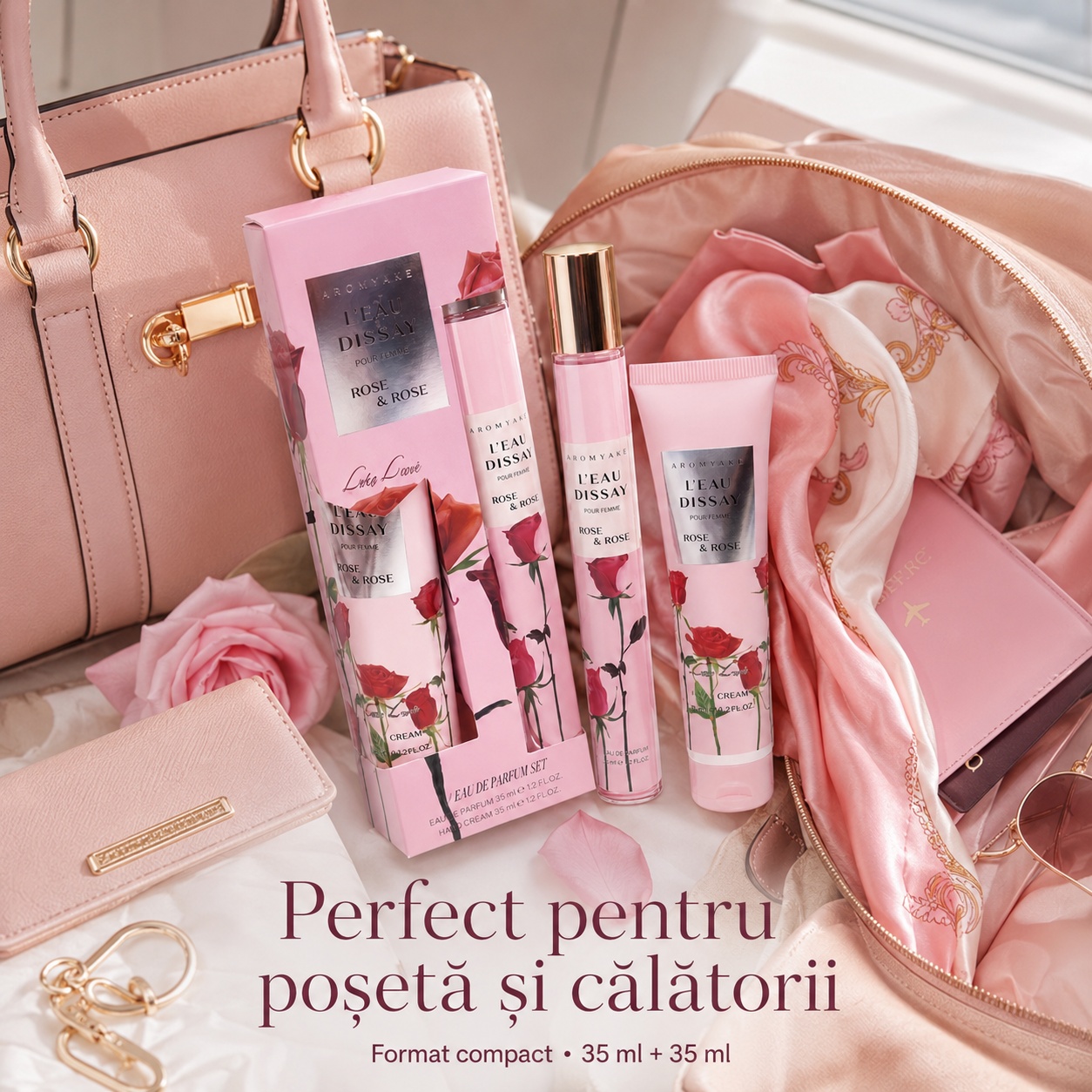 Set L&rsquo;Eau D&rsquo;Issay Rose & Rose 35 ml plus 35 ml, perfect pentru poșetă și călătorii