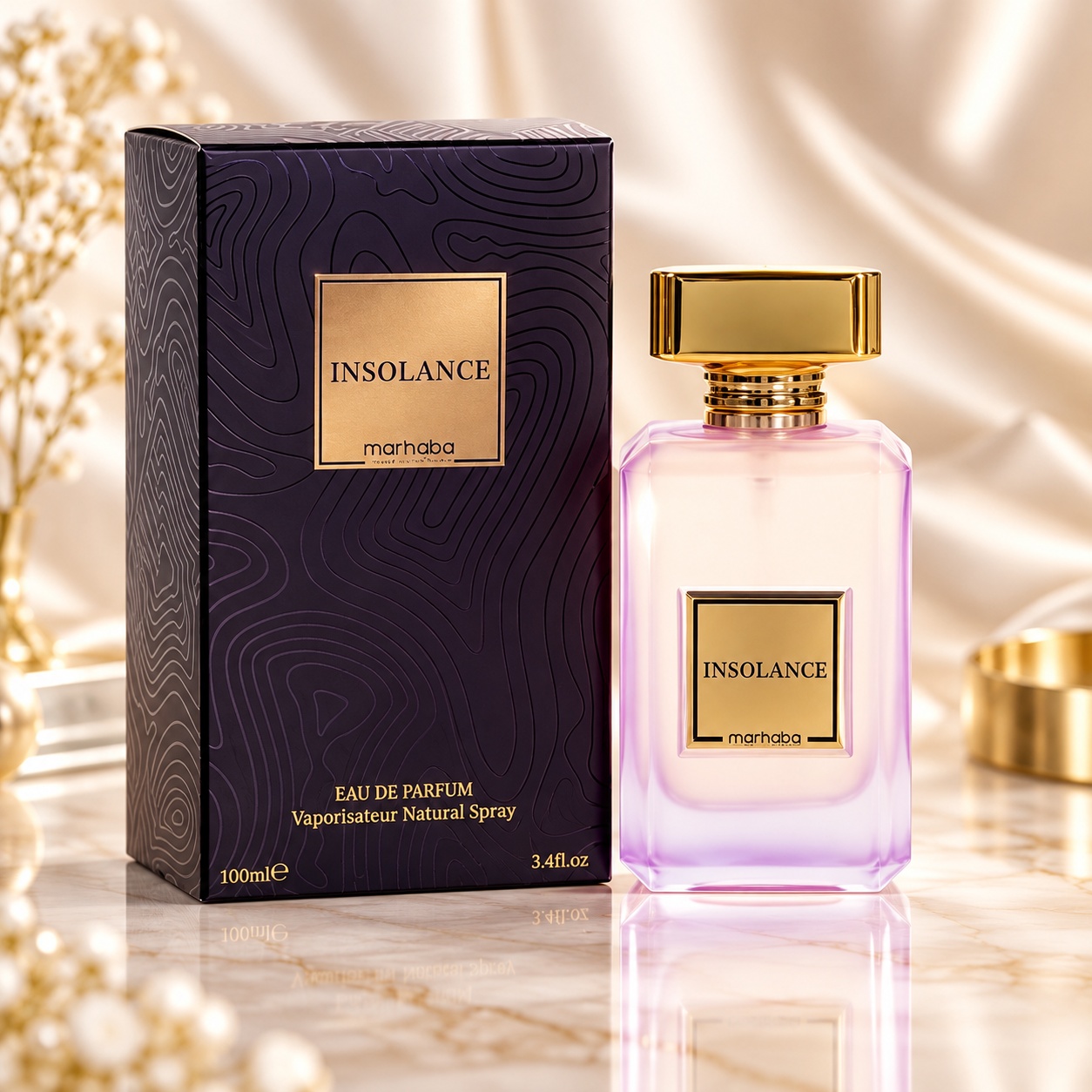 Insolance Marhaba Eau de Parfum 100 ml parfum de damă inspirat de Insolence Guerlain cu flacon roz și cutie premium