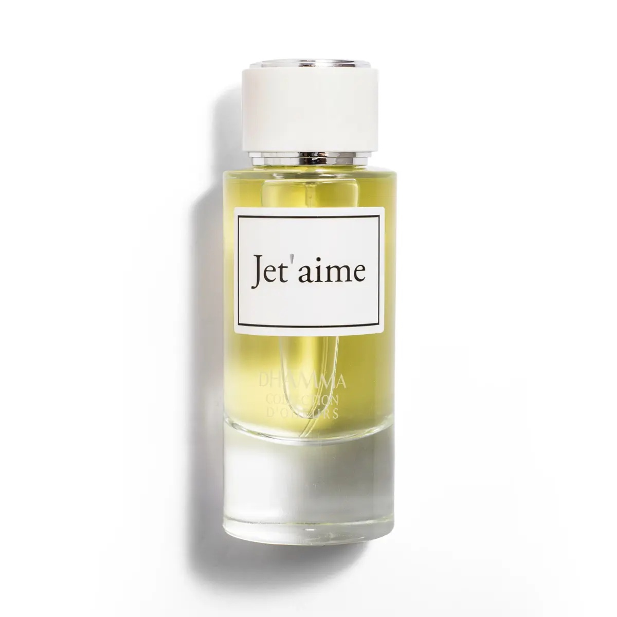 Jet'aime AMD Perfumes 85 ml parfum de damă cu flacon transparent și lichid galben luminos