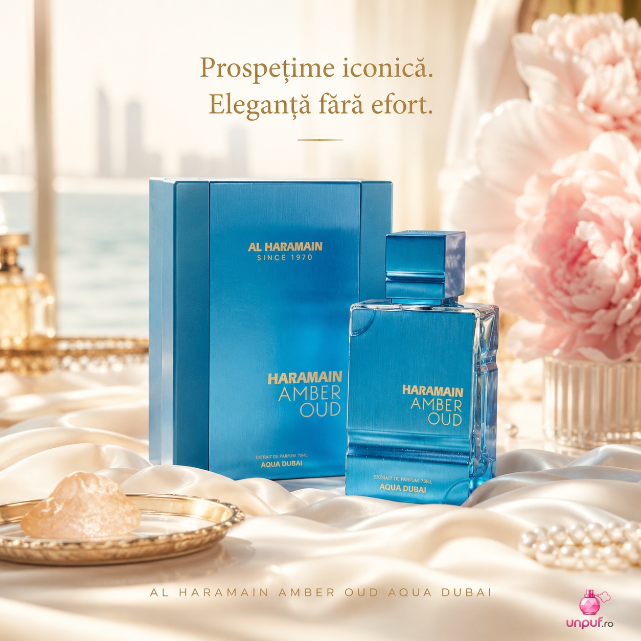Al Haramain Amber Oud Aqua Dubai, parfum cu prospețime iconică și eleganță fără efort