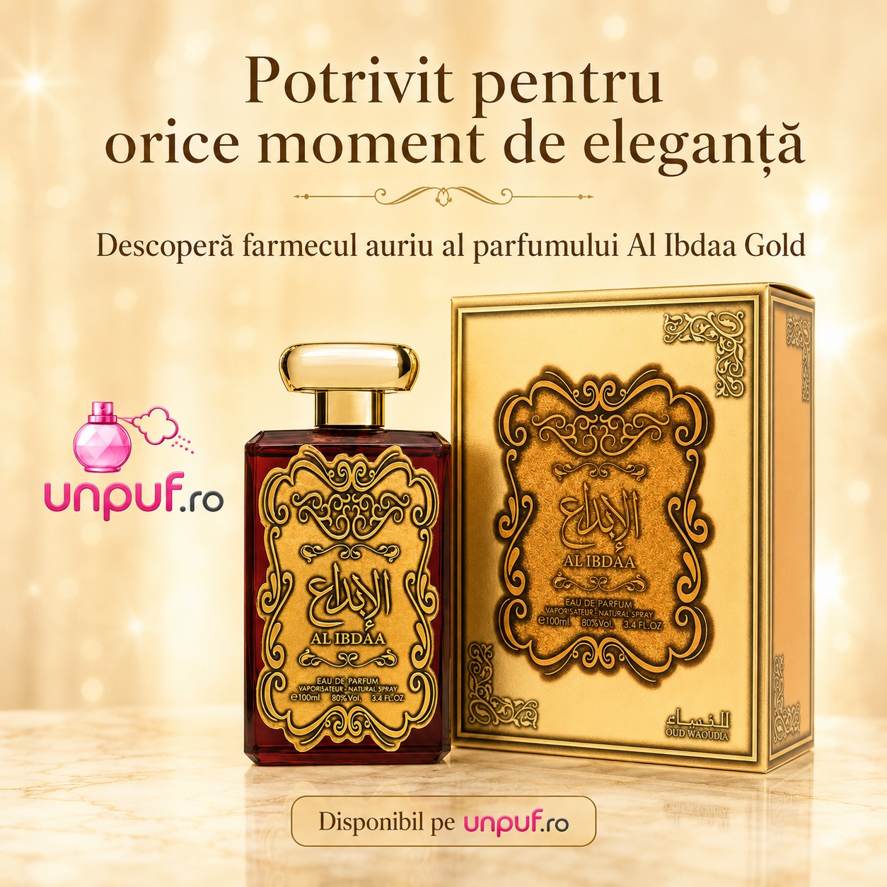 Al Ibdaa Gold Ard Al Zaafaran parfum arăbesc damă cu design premium auriu