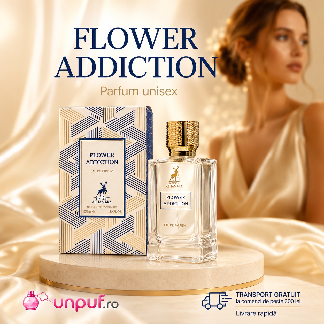Alhambra Addiction Flower parfum damă floral fructat cu transport gratuit la comenzi eligibile