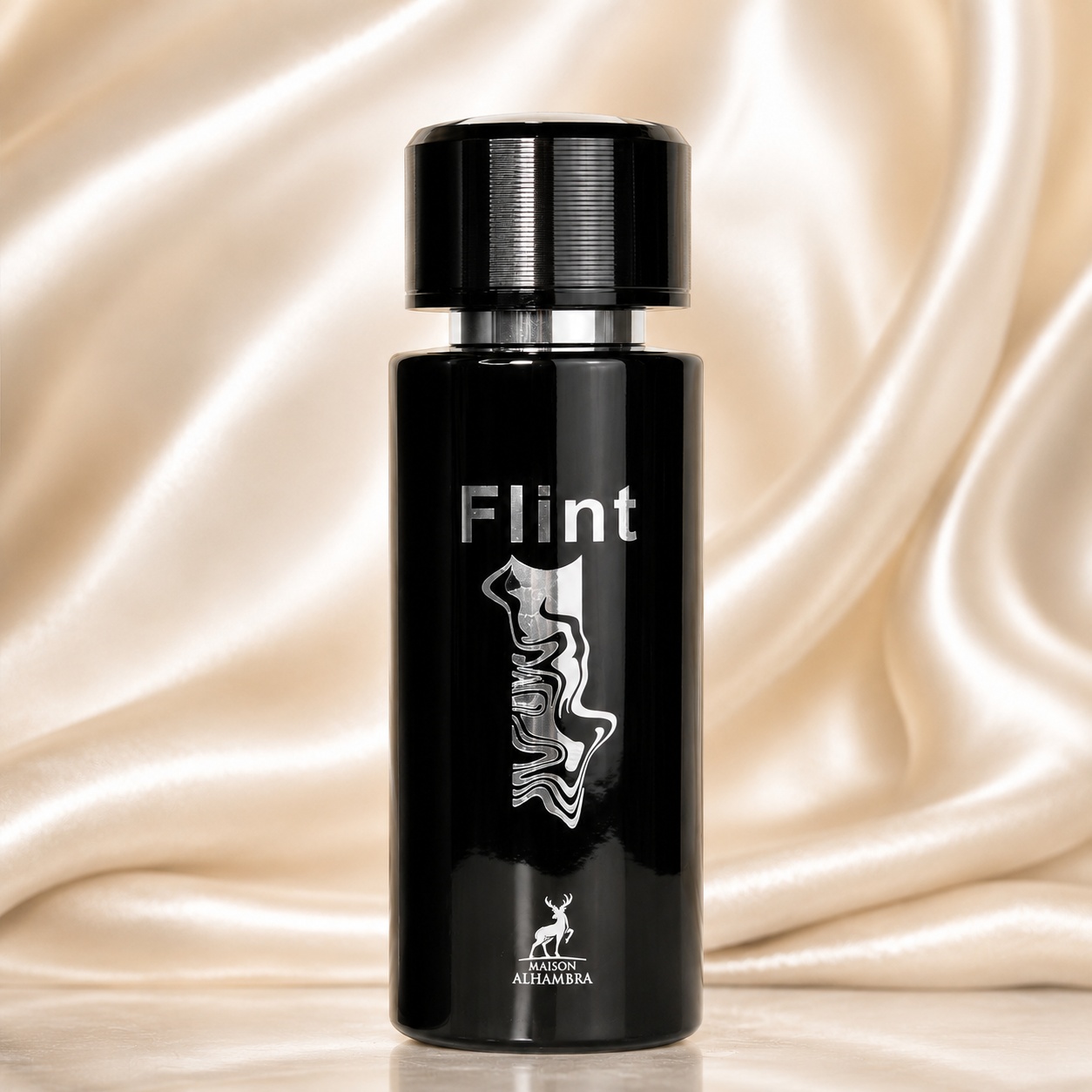 Sticlă parfum Alhambra Flint Maison Alhambra 80 ml pe fundal luminos premium