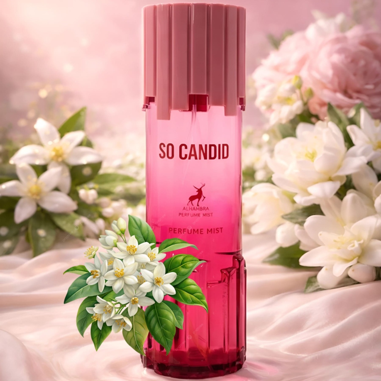 Alhambra So Candid Body Mist 250ml cu flori albe, aromă feminină florală și catifelată