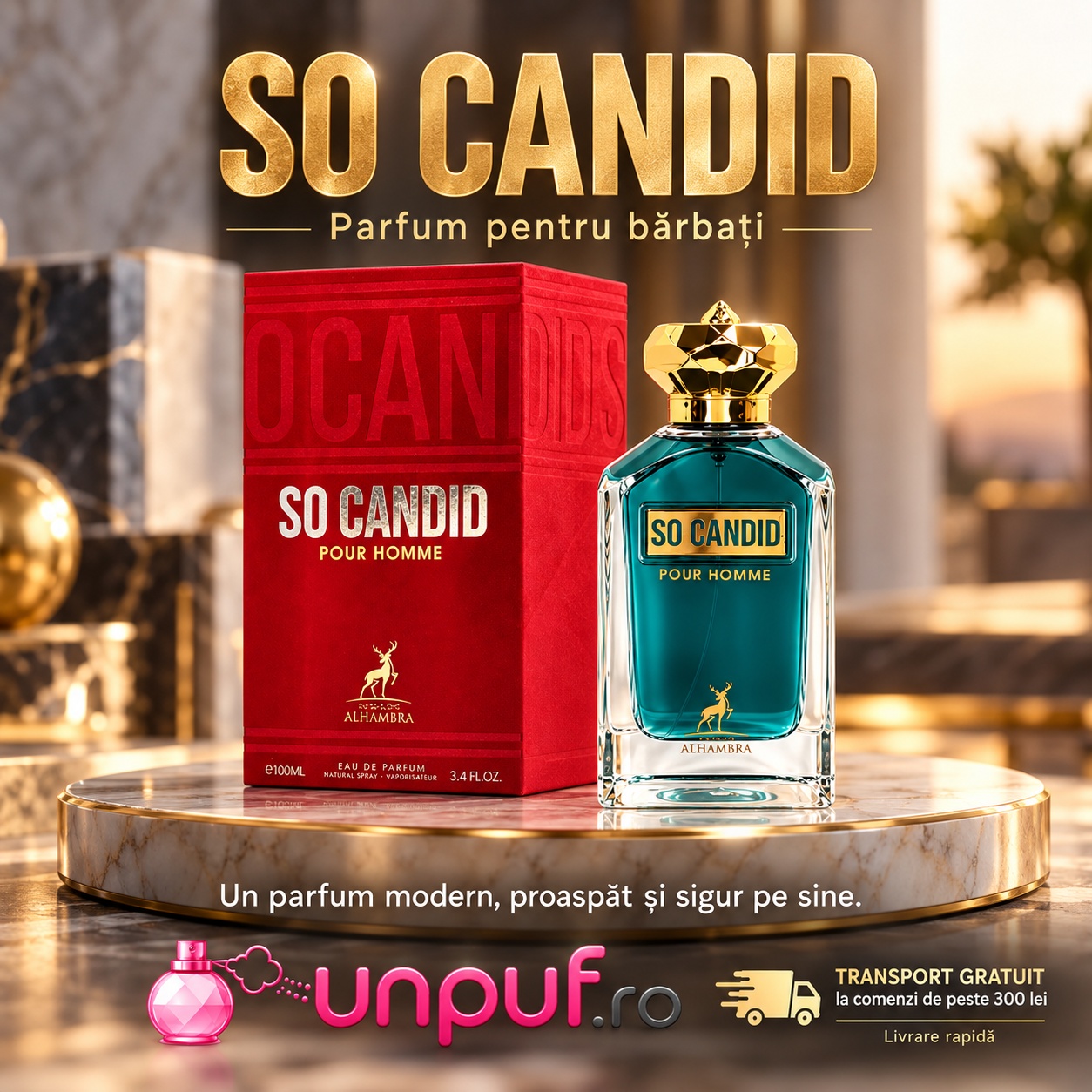 So Candid Pour Homme Alhambra parfum modern proaspăt și sigur pe sine pentru bărbați