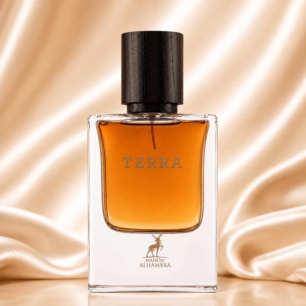 Sticlă parfum Alhambra Terra Maison Alhambra 50 ml pe fundal satinat premium
