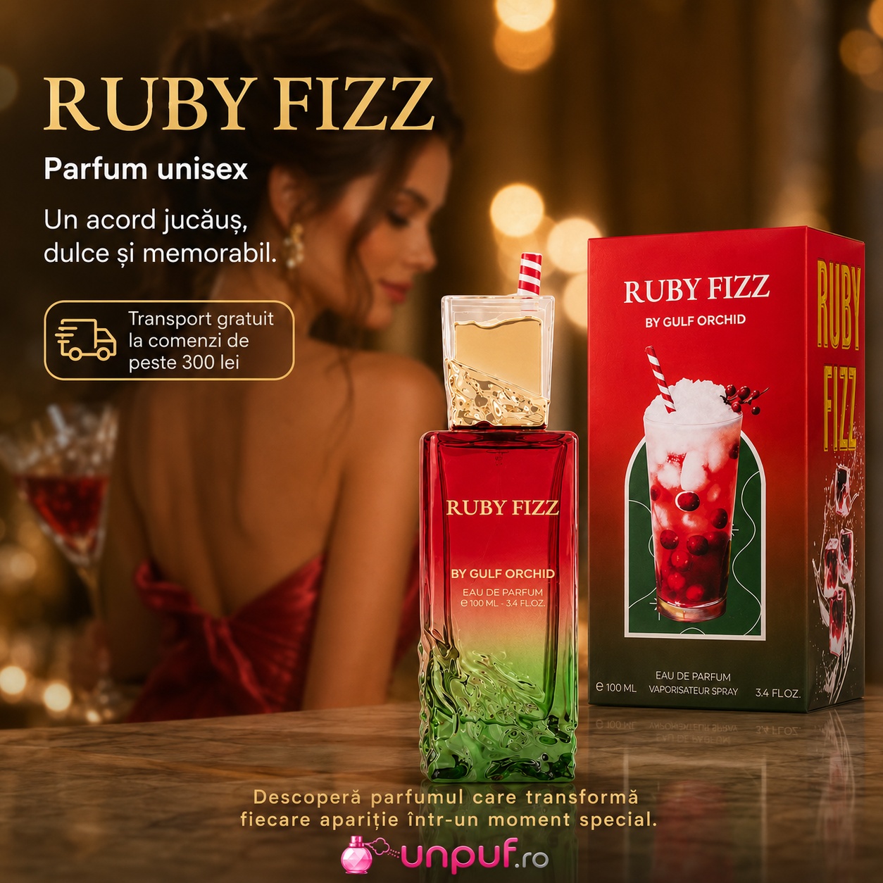 Parfum Gulf Orchid Ruby Fizz, acord jucăuș, dulce și memorabil pentru momente speciale