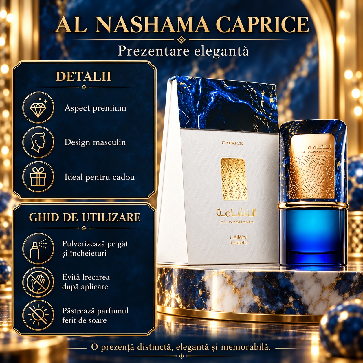 Detalii și ghid de utilizare Lattafa Al Nashama Caprice parfum bărbătesc 100 ml