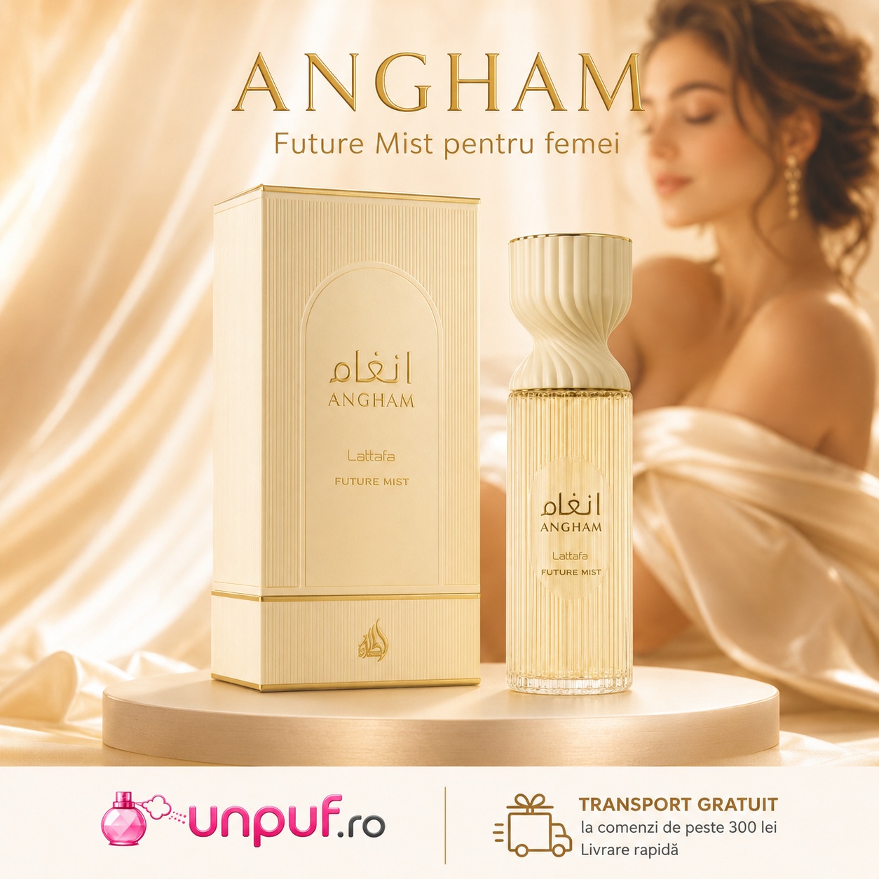 Lattafa Angham Mist parfum arabesc disponibil pe unpuf.ro cu transport gratuit peste 300 lei