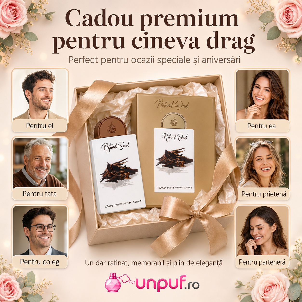 Lattafa Natural Oud cadou premium pentru el, tata, coleg, parteneră sau persoană dragă