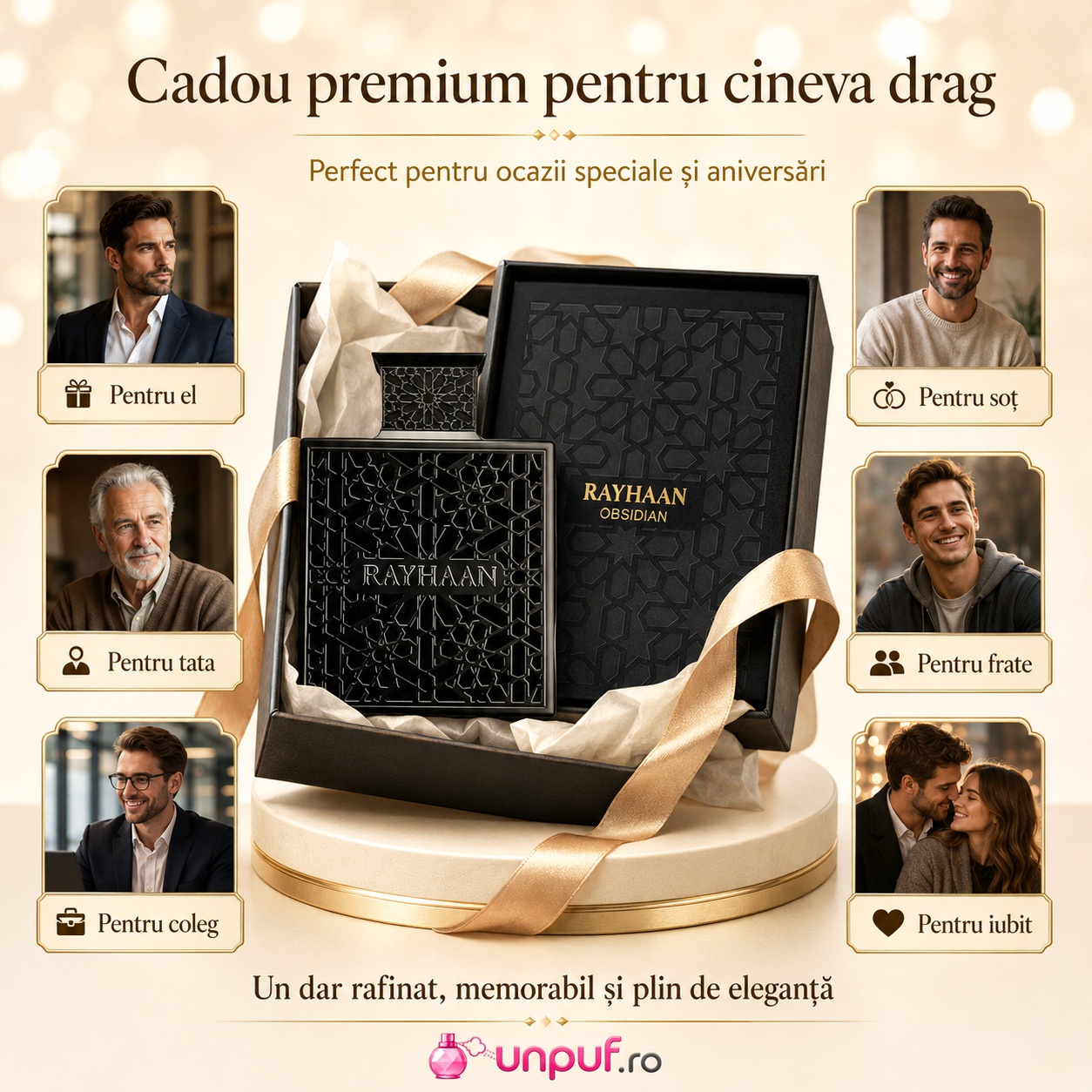Obsidian Rayhaan cadou premium pentru el, soț, tată, frate, coleg sau iubit