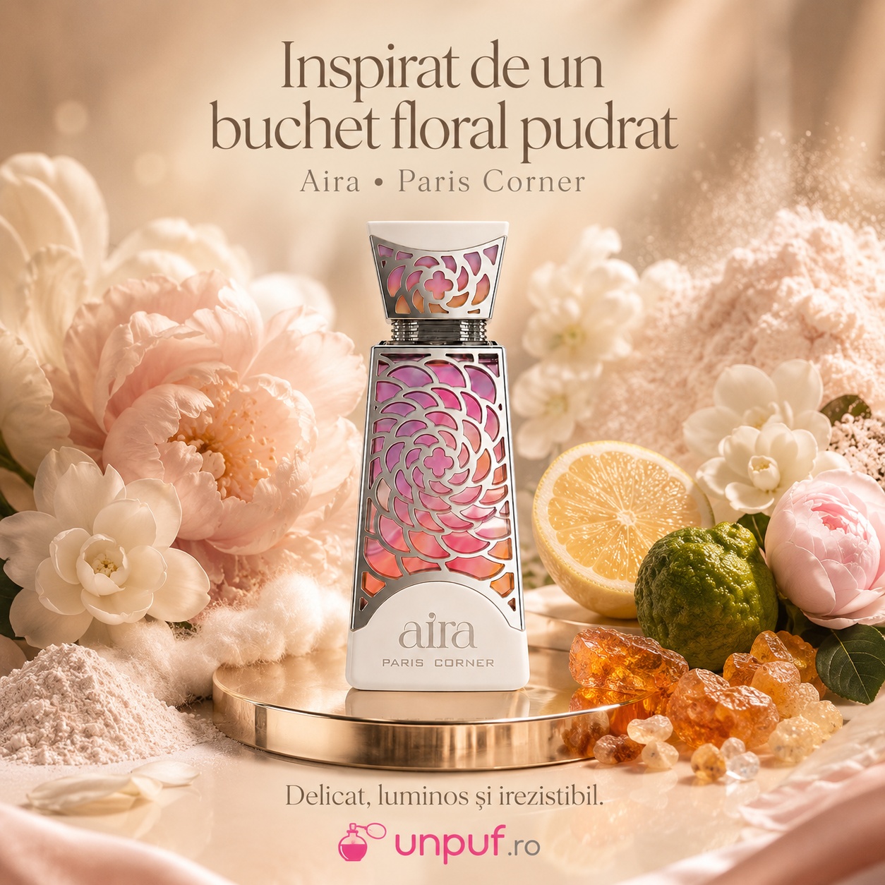 Paris Corner Aira inspirat de un buchet floral pudrat, parfum delicat, luminos și irezistibil
