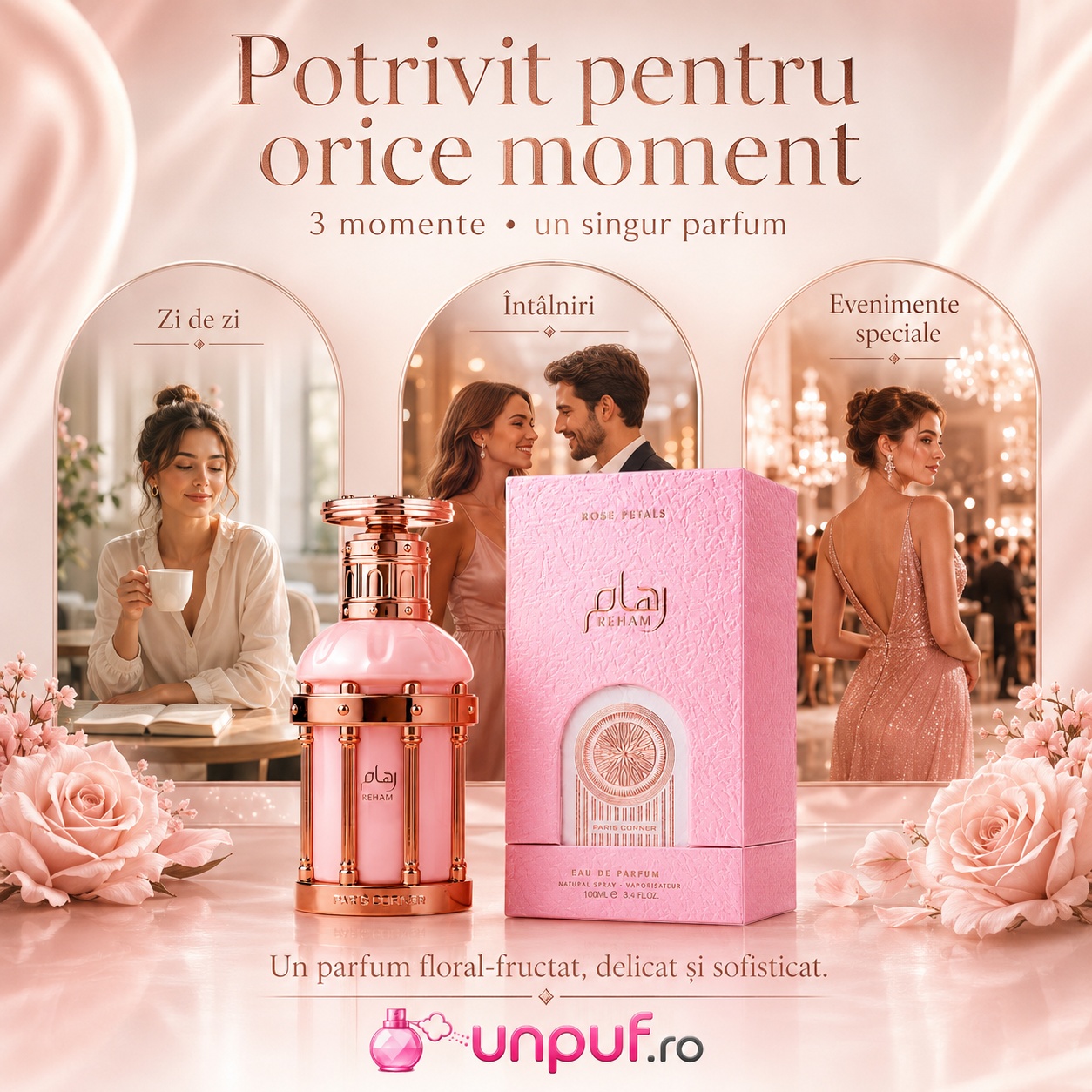 Reham Rose Petals Paris Corner potrivit pentru zi de zi &icirc;nt&acirc;lniri și evenimente speciale