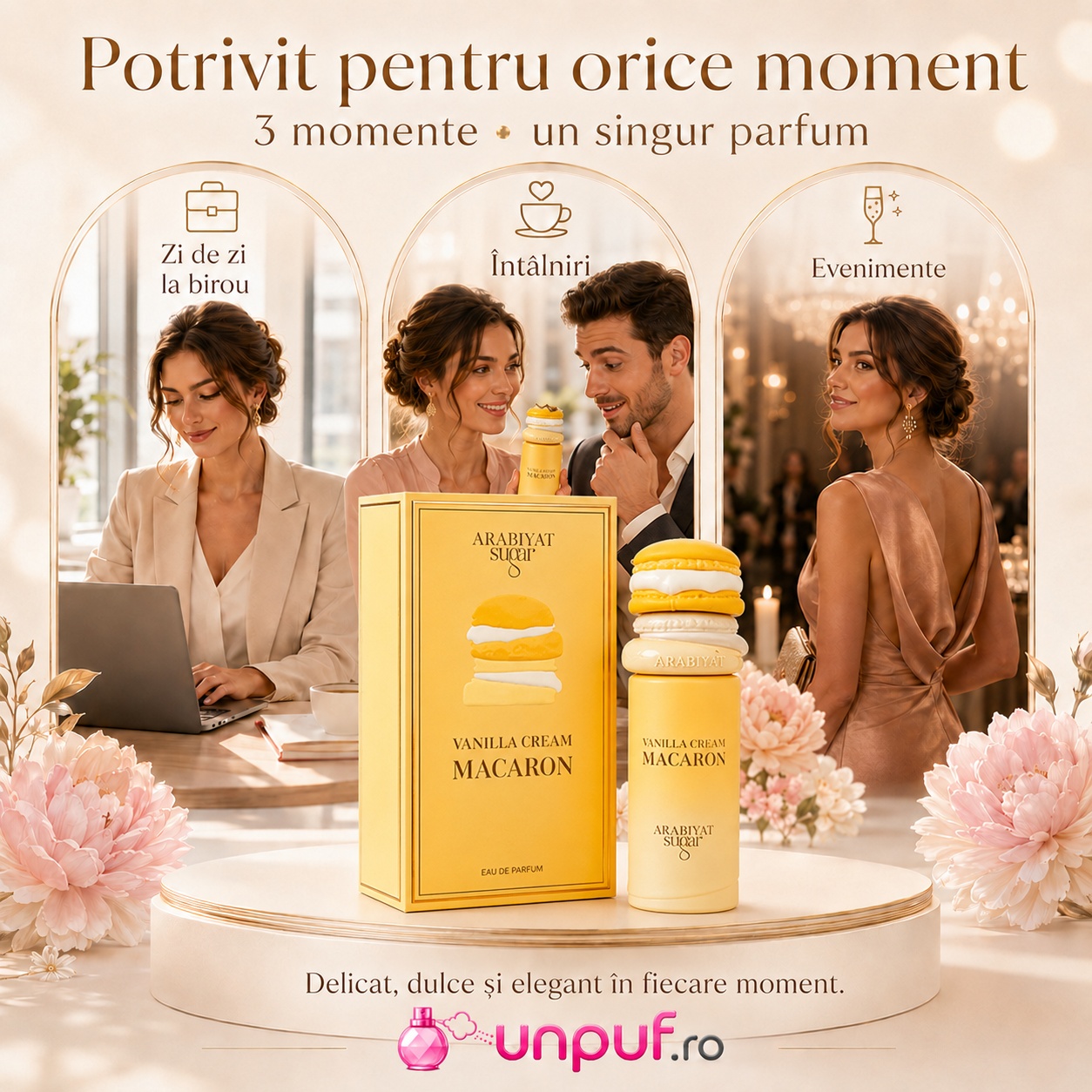 Arabiyat Sugar Vanilla Cream Macaron potrivit pentru zi de zi, birou, întâlniri și evenimente speciale