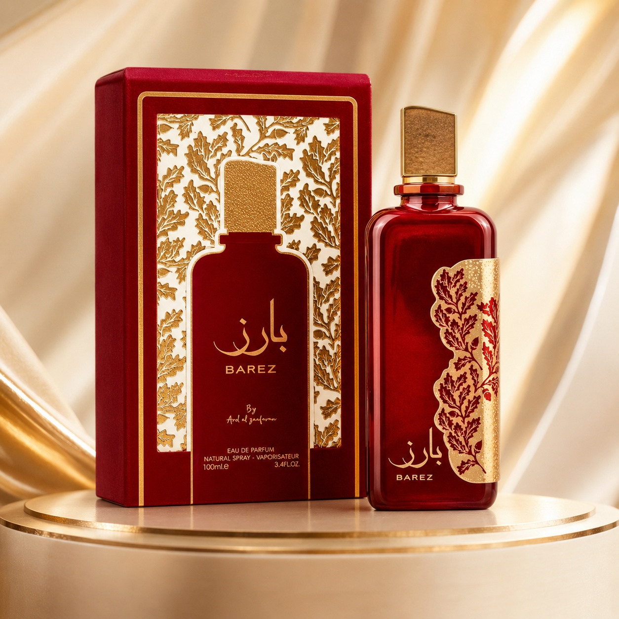Parfum Arăbesc Ard Al Zaafaran Barez 100 ml cu sticlă roșie elegantă și cutie premium