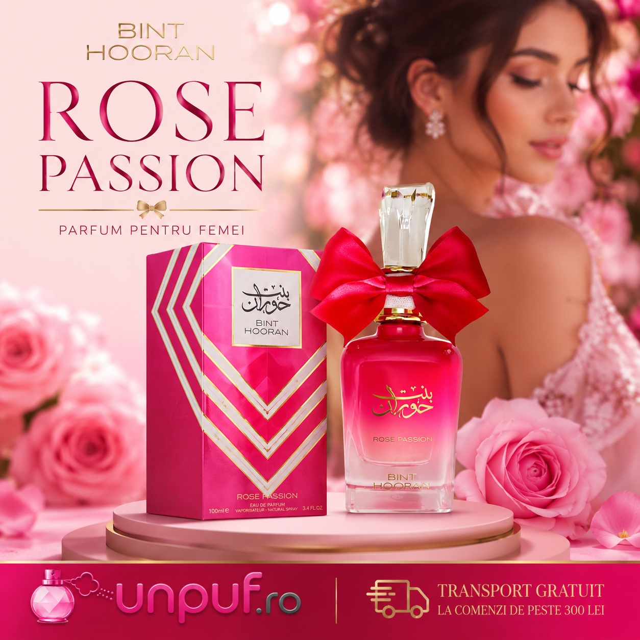 Bint Hooran Rose Passion parfum arabesc disponibil pe unpuf.ro cu transport gratuit peste 300 lei